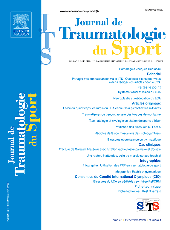 Go to journal home page - Journal de Traumatologie du Sport